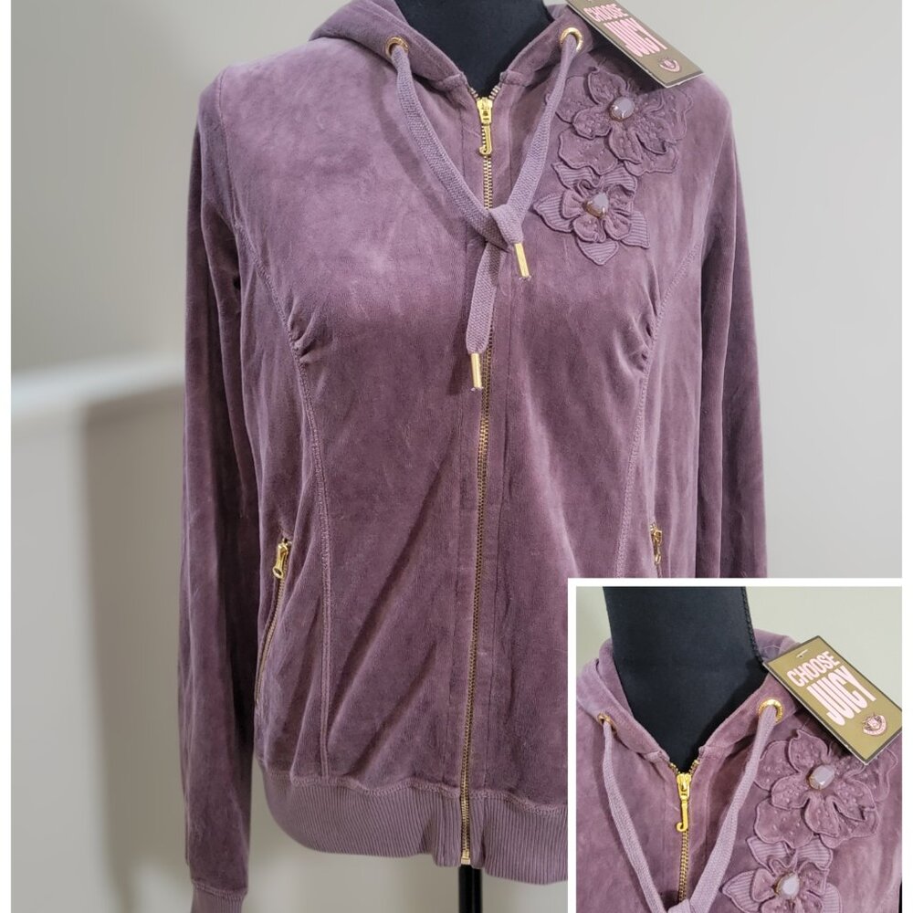 💜 Juicy Couture Velour Zip Hoodie Lavender Size XL With Tags HTF 💜